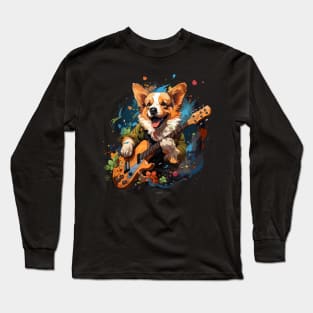 Corgi Playing Guitar Long Sleeve T-Shirt